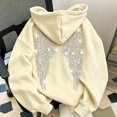 thumbnail image 4 of Textilo Womens Sequin Angel Wings Hoodies Sparkly Wing Print Long Sleeve Sweatshirt Hooded Hoodies Fashion Y2k 90s Vintage Casual Clothes,Beige L, 4 of 4