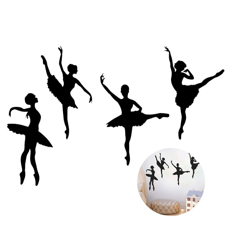 4PCS Ballerina Ballet Dancers Girls Silhouette Wall Decal Dance ...