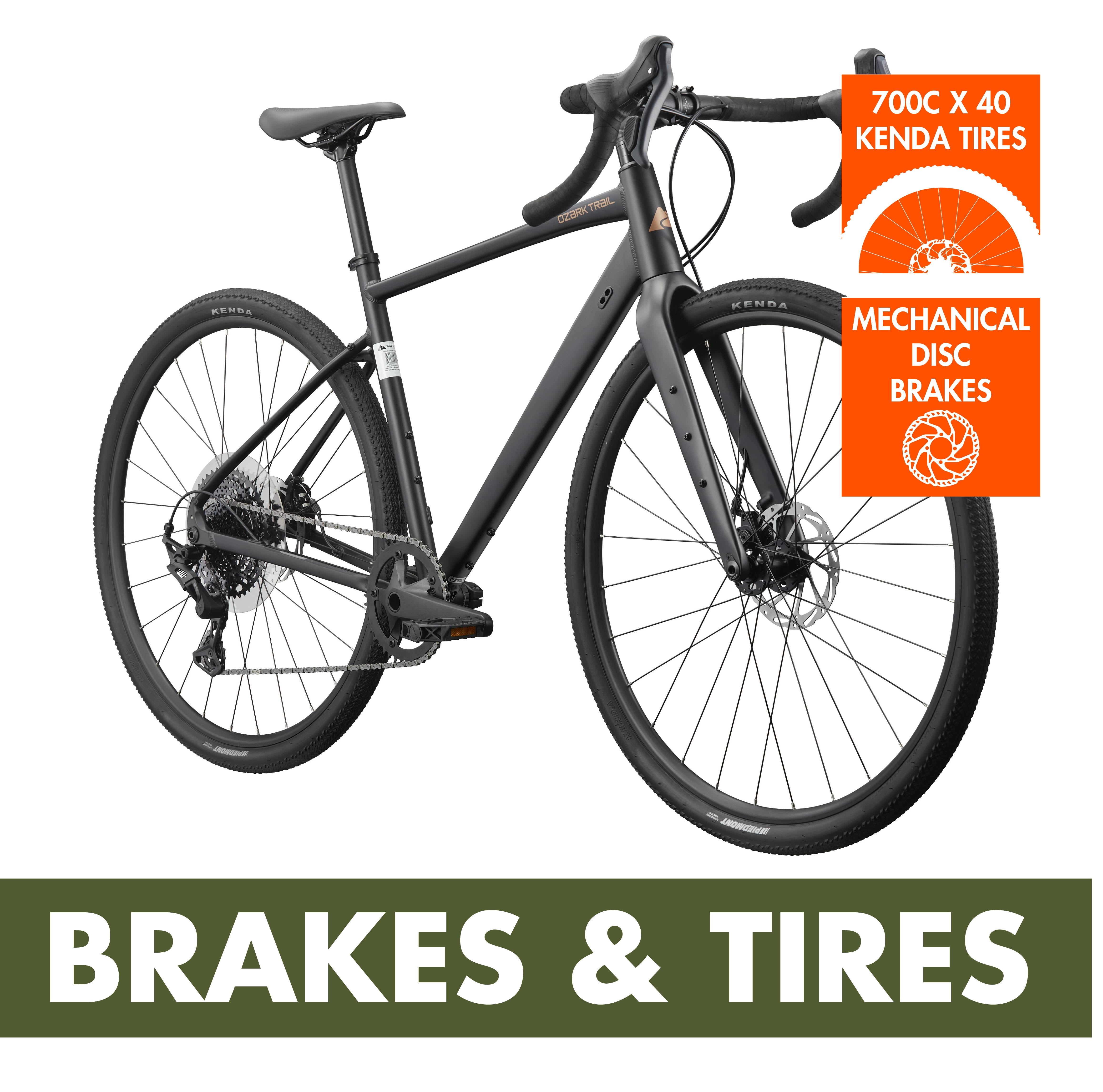 Ozark Trail G.2 Rebel Drop Bar Gravel Bike, 700C Wheels, Medium Frame, Fits Riders 5'7" - 5'11", Black, Adult