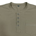 thumbnail image 2 of SWSMCLT Men's Breathable Henley Shirt Fall Cotton Loose Button Date Patch Pocket Home Tee Casual T Shirt Comfy Chic Army Green X-Large, 2 of 5