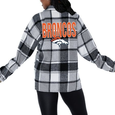 Women's Gameday Couture Gray Denver Broncos Fieldside Fun Plaid Button-Up Overshirt