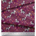 thumbnail image 2 of Soimoi Pink Modal Satin Fabric Leaves,Floral & Animal Cartoon Print Fabric by Yard 42 Inch Wide, 2 of 3