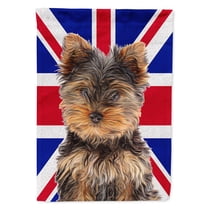 Yorkie Puppy / Yorkshire Terrier with English Union Jack British Flag Garden Flag