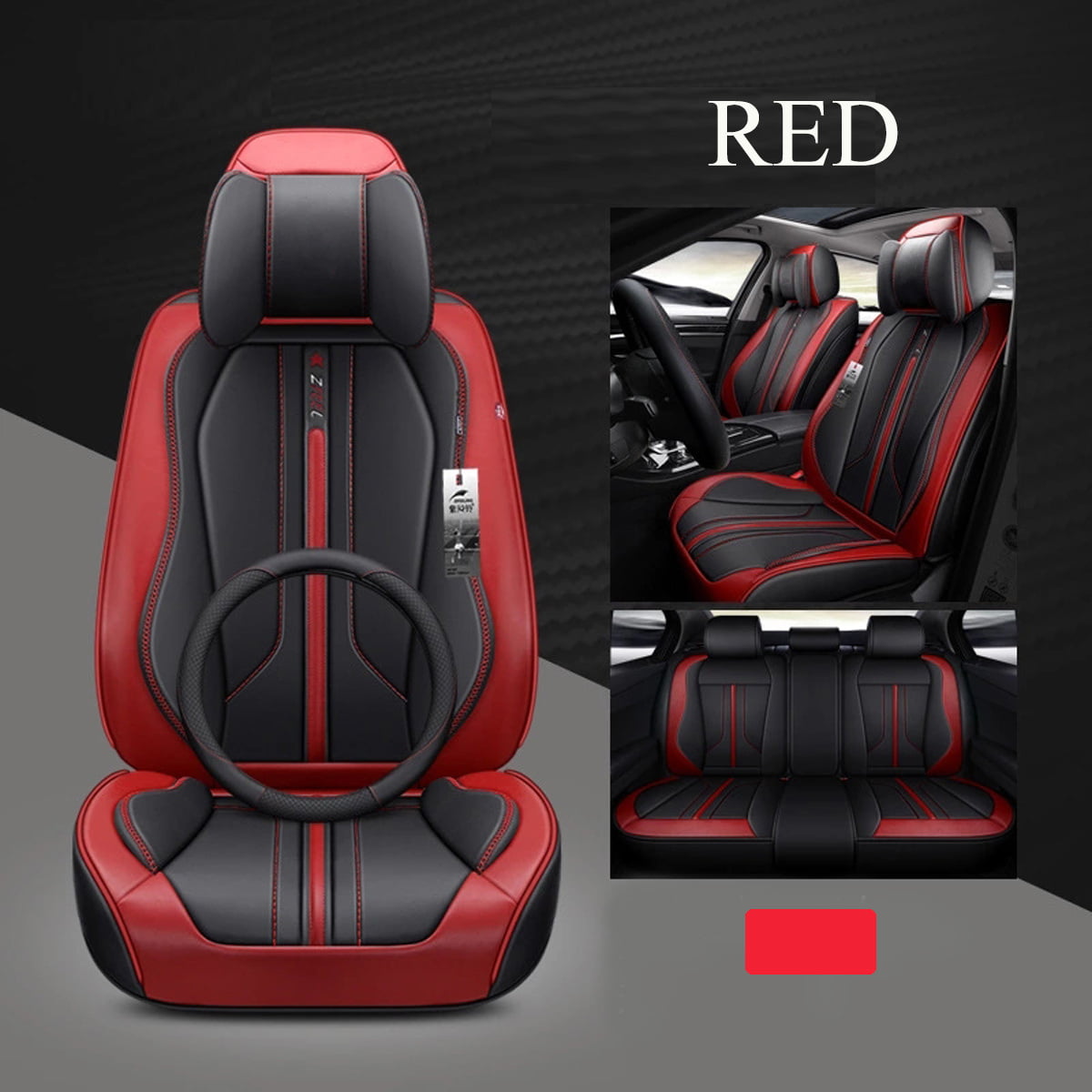 Deluxe Microfiber Leather 5-Sit Car Seat Cover Cushion For Interior Accessories