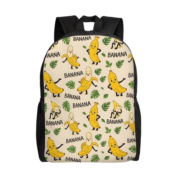 Cute Banana Backpack Full Front Print Travel Laptop Bag for Men and Women