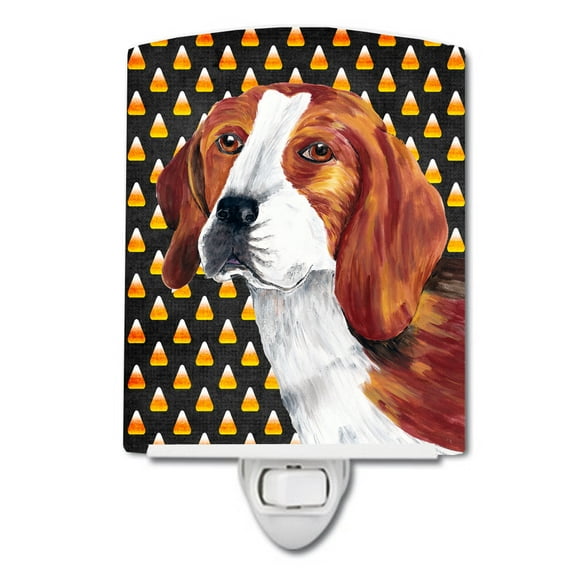 Caroline's Treasures SC9179CNL Beagle Candy Corn Halloween Portrait Ceramic Night Light, 6x4x3", multicolor