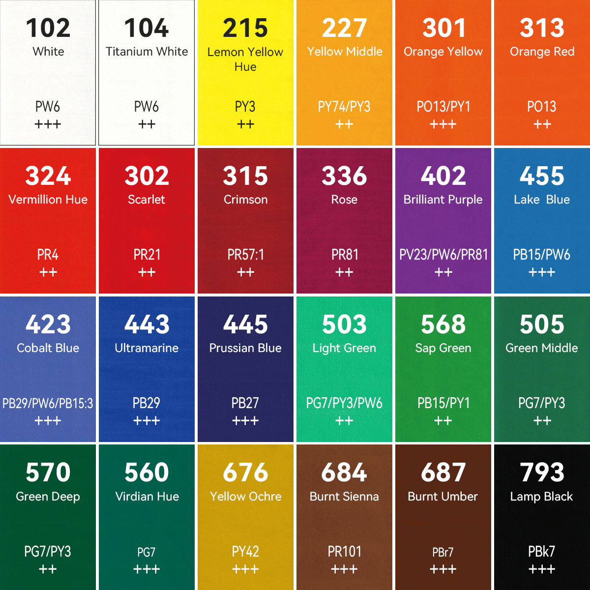 Phoenix 24-Color Gouache Paint Set (12ml Tubes) photo 2