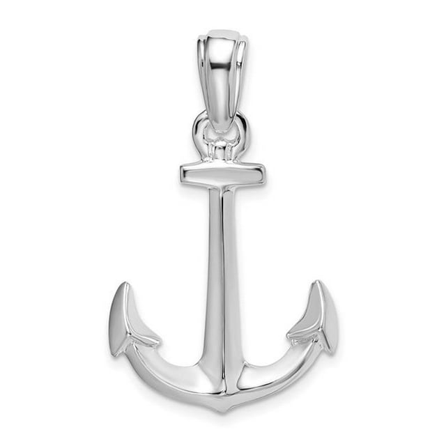 Quality Gold QC10005 Sterling Silver Polished 3D Anchor Pendant