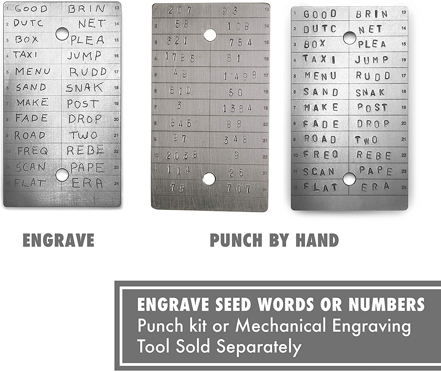 Tamper Tool Titanium Seed Phrase Storage Plate - Crypto Cold Storage With  Binary Punch System & Fire Protection Crypto Seed Stamping Plates