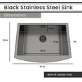 thumbnail image 6 of Hanover 30" Black Stainless Steel Flush Mount Single Bowl Sink with Rounded Apron | Handmade Pure Nano Brushed Surface | Rubber Pad and Wire Rack Included | 16 Gauge Steel | Flush-Mount, 6 of 13