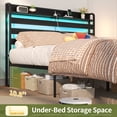 thumbnail image 6 of Yoobure Queen Bed Frame with USB Port&LED ,Standard Queen Size Bed Frame with Headboard,Black, 6 of 9