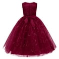 thumbnail image 3 of IBTOM CASTLE Flowers Girls Tulle Lace Dress for Kids Wedding Bridesmaid Pageant Birthday Party Communion Formal Princess Prom Maxi Gown 9-10 Years Wine Red, 3 of 8