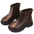 thumbnail image 3 of FUZHIQ Boots for Girls Kids Ankle Boots Short Boots Toddlers Dress Boots Low Heel Side Zipper,Brown,4.5-5 Years, 3 of 8