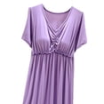 thumbnail image 4 of MYAOYI Womens Nightgown Casual Plus Size V-Neck Solid Color Summer Short Sleeve Comfy Midi Sleepwear with Built in Shelf Bra, 4 of 5