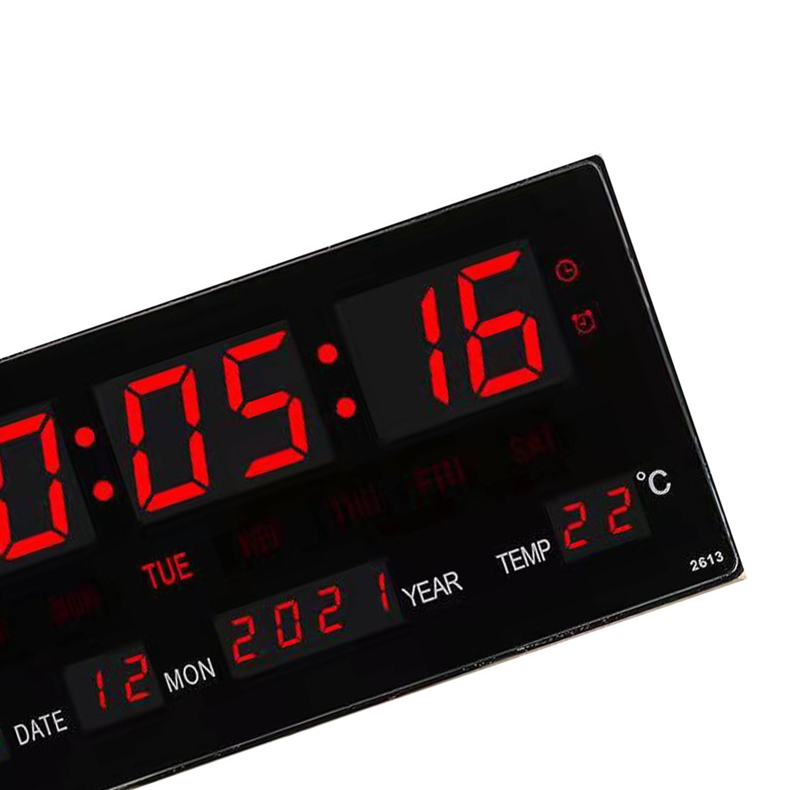 Large Screen Digital Wall Clock W/ Temperature Calendar LED 12/ Large Number Display Alarm Clocks for Table, Office,Restaurant ,Hotel Decor