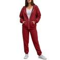 thumbnail image 2 of enyan Women's 2 Piece Tracksuit Fall 2025 Long Sleeve Sweatshirt Long Pants Outfits Jogger Sweatsuit Sets Sweatpants Set for Women Red,S, 2 of 5