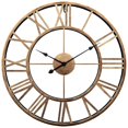 thumbnail image 1 of Reloj de pared grande con números romanos, silencioso, funciona con pilas, de cuarzo, redondo, grande, de metal, para el hogar, 1 of 5
