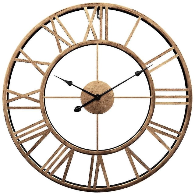 Reloj de pared grande con números romanos, silencioso, funciona con pilas, de cuarzo, redondo, grande, de metal, para el hogar