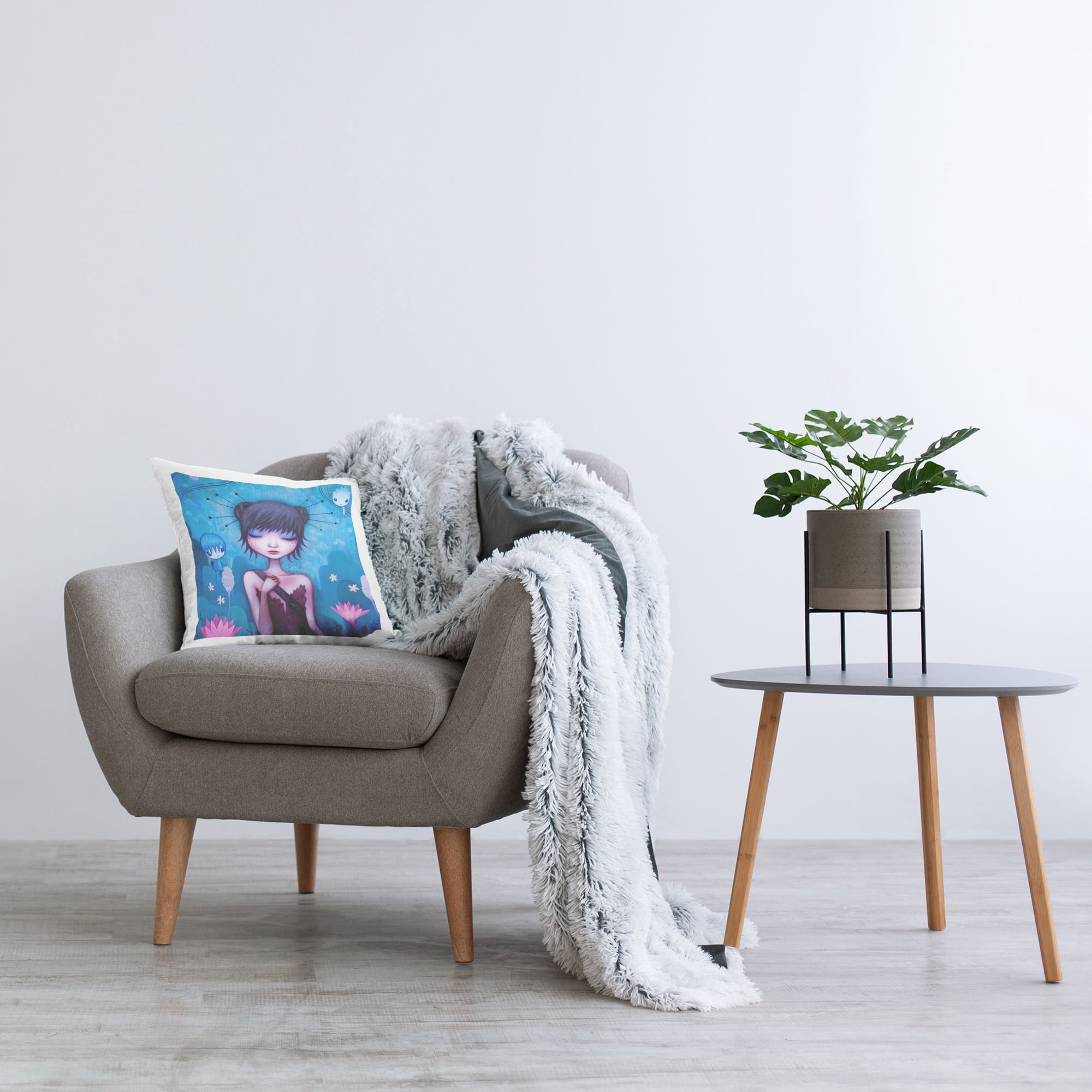 Stupell Industries Girl in Fantasy Landscape Decorative Printed Throw Pillow Design by Jeremiah Ketner