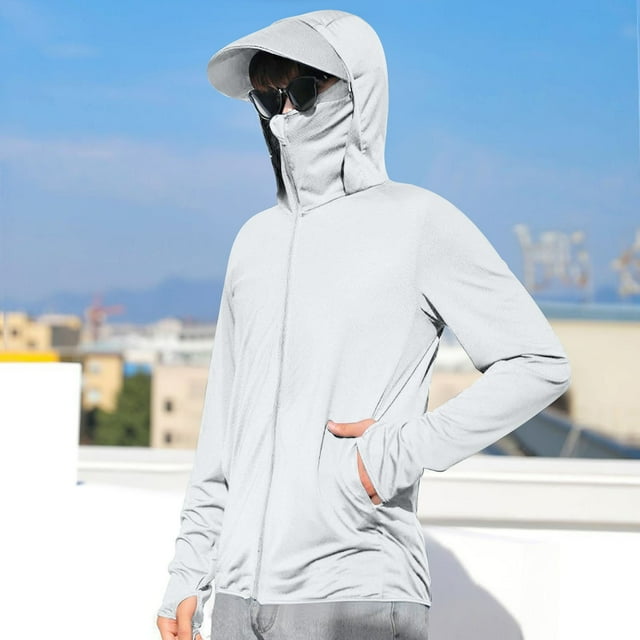 SGFCWSX Veste Légère pour Femmes Protection Solaire UPF 50+ avec Trous de Pouce Séchage Rapide Randonnée Course Entraînement Blanc Taille TG