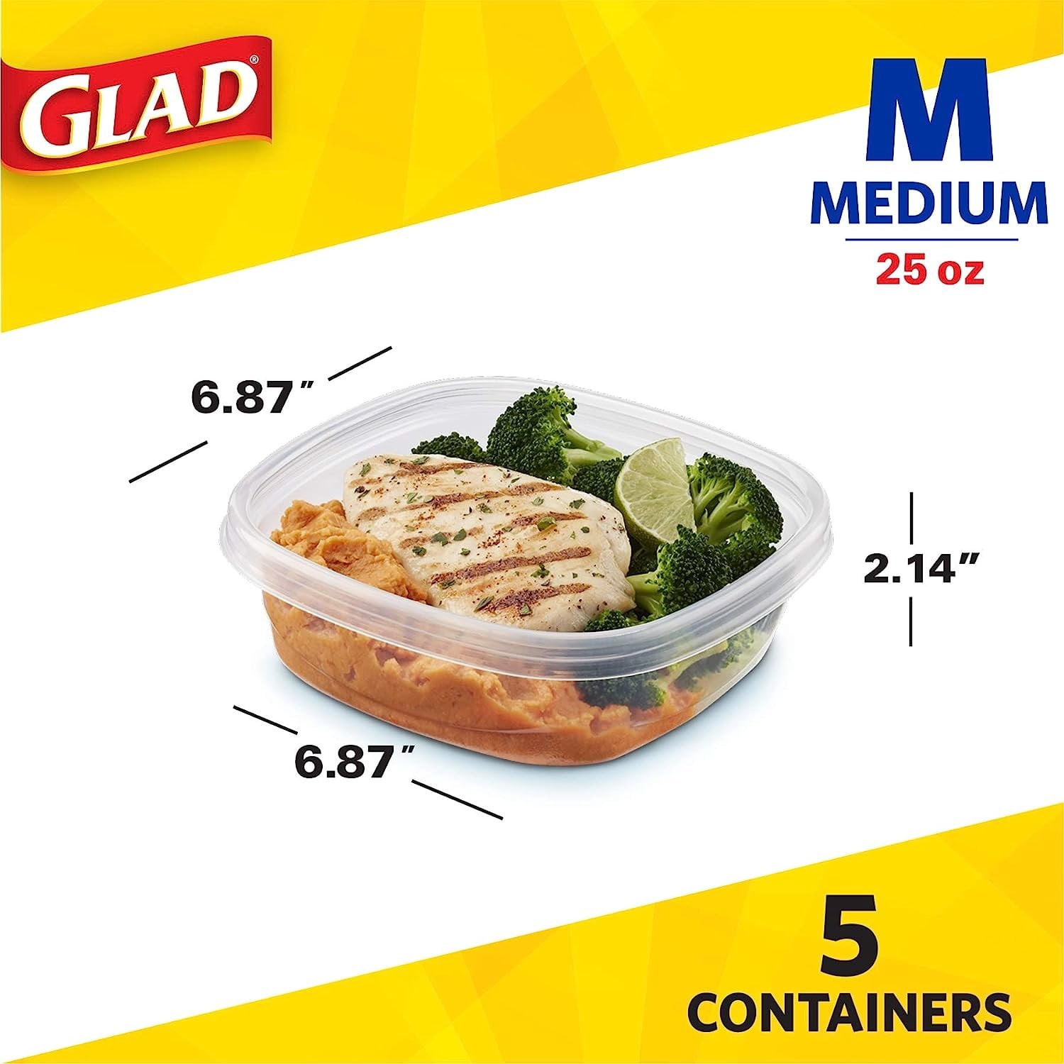 Glad Blue Plastic Airtight Grain Food Storage Container (5 Count)