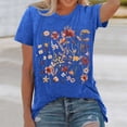 thumbnail image 2 of Womens T Shirt Flower Cute Fashion Printed Short Sleeve Dressy Casual Clothes Blue 3XL, 2 of 5