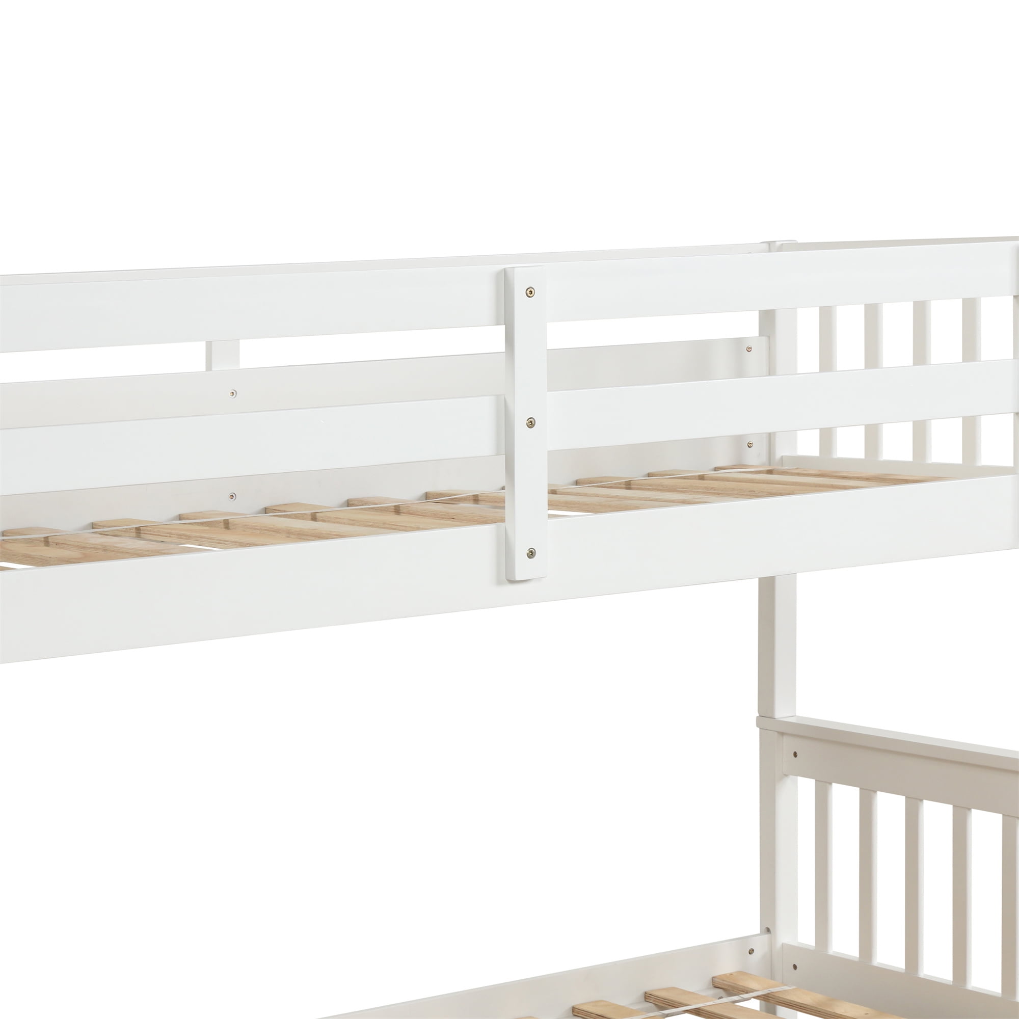 Kepooman Twin Over Full Bedroom Wooden Bunk Beds with Trundle & Safety Rail for Kids Teens, White Kepooman Twin Over Full Bedroom Wooden Bunk Beds with Trundle & Safety Rail for Kids Teens, White