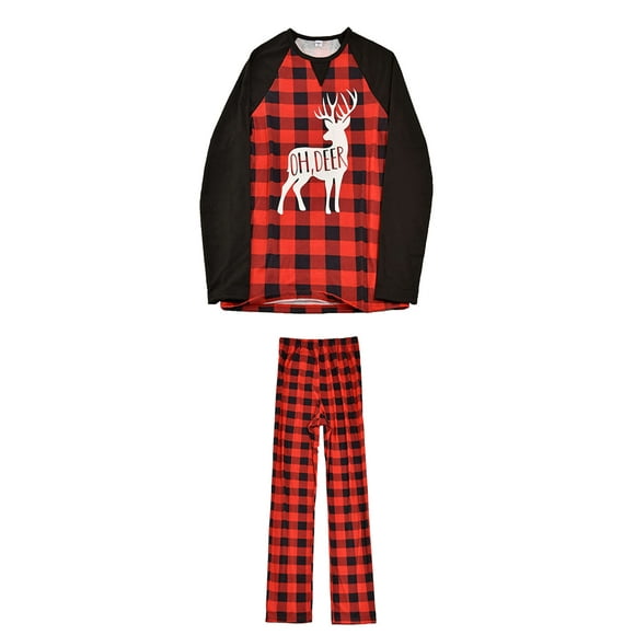 Sonducket Pijamas navideños Familia a juego Vacaciones Navidad Loungewear Cuadros Manga larga Pijama MUJER M