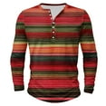 thumbnail image 2 of gbyLJF Men's Striped Printed Shirt Personality Fashion Multi-color Long Sleeve Blouse Lightweight Slim Fit Half-button Round Neck Top, 2 of 4