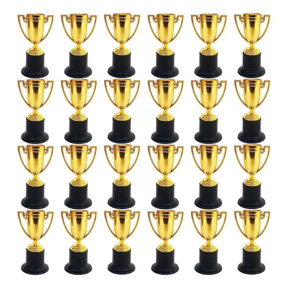 24 Pack Mini Trophy for Kids Awards,Plastic Gold Award Trophy Cups,For Party Favors,Rewards,Sports,Competitions