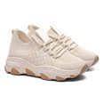thumbnail image 4 of Zapatillas de deporte casuales para mujer Zapatos de plataforma con suela suave de goma superior tejida voladora para todas las estaciones LB11 Beige 36, 4 of 12
