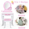 thumbnail image 5 of Infans Kids Vanity Makeup Dressing Table Chair Set Wooden W/ Mirror Drawer, 5 of 7