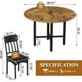 thumbnail image 5 of AWQM 4 People Round Table Set, Wooden Dining Room Round Table and Chairs Set with Metal Frame with 4 PU Upholstered Chairs for Kitchen, Apartment, Dining Room, Brown, 5 of 7