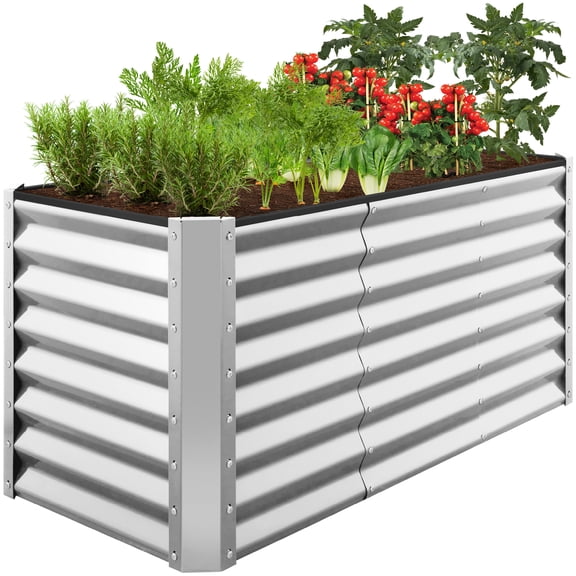 Best Choice Products 4x2x2ft Outdoor Metal Raised Garden Bed for Vegetables Flowers Herbs - Galvanized