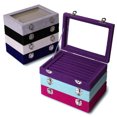 thumbnail image 5 of Caja de franela para 24 pendientes y joyas, caja de exhibición con tapa, caja transparente para anillos, caja para decoración de uñas, caja para guardar pendientes y joyas, 5 of 5