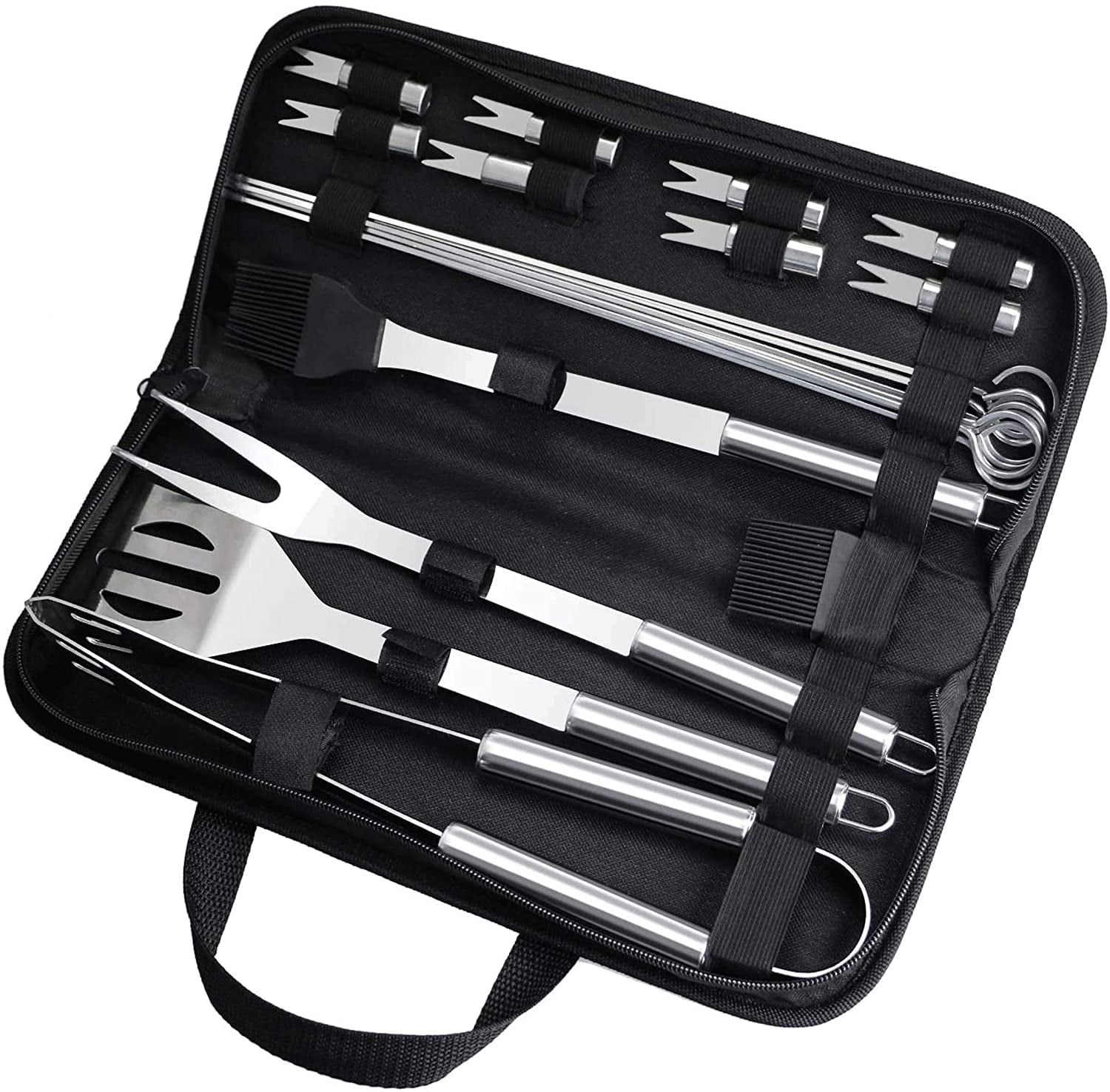 Fixget 28Pcs Barbecue Tools Stainless Steel BBQ Tools Sets BBQ Grill Tool Kit 