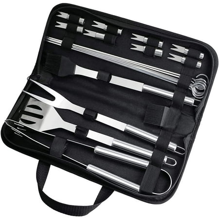 20pcs Ustensiles Barbecue, Kit Barbecue Acier Inoxydable Accessoires Barbecue Outils Ensembles de Cuisine Set BBQ Grill Accessoires avec Pince Barbecue