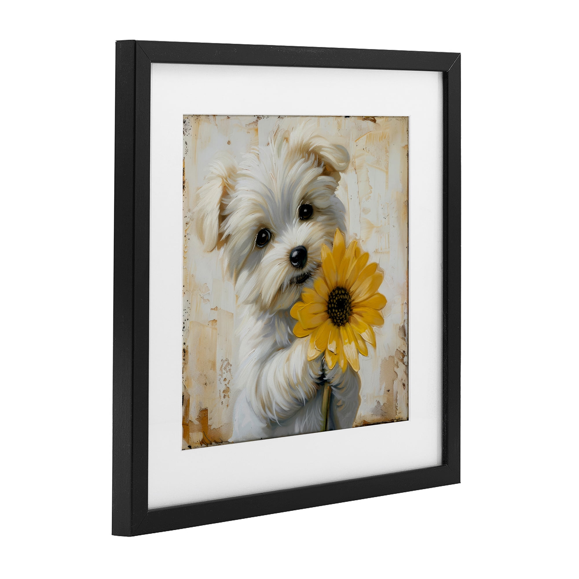 Stupell Industries Little Lucky Puppy Black Framed Print Under Glass, design by Tina LeCour