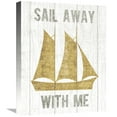 thumbnail image 1 of Global Gallery's 'Beachscape V Boat Quote Gold Neutral' By Michael Mullan Stretched Canvas Wall Art, 1 of 4