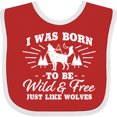 thumbnail image 3 of Inktastic I Was Born to Be Wild and Free with Wolf and Mountains Boys or Girls Baby Bib, 3 of 4