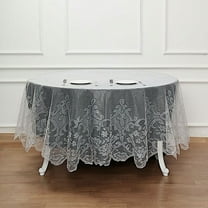 BalsaCircle 90" Ivory Premium Lace Round Tablecloth Table Linens Reception Decorations