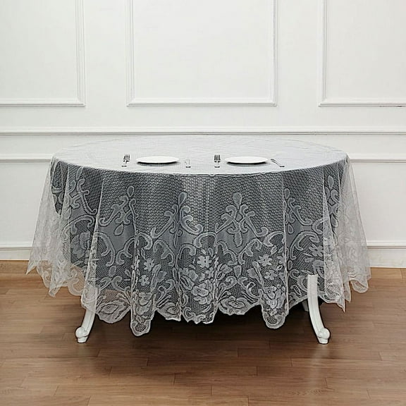 BalsaCircle 90" Ivory Premium Lace Round Tablecloth Table Linens Reception Decorations