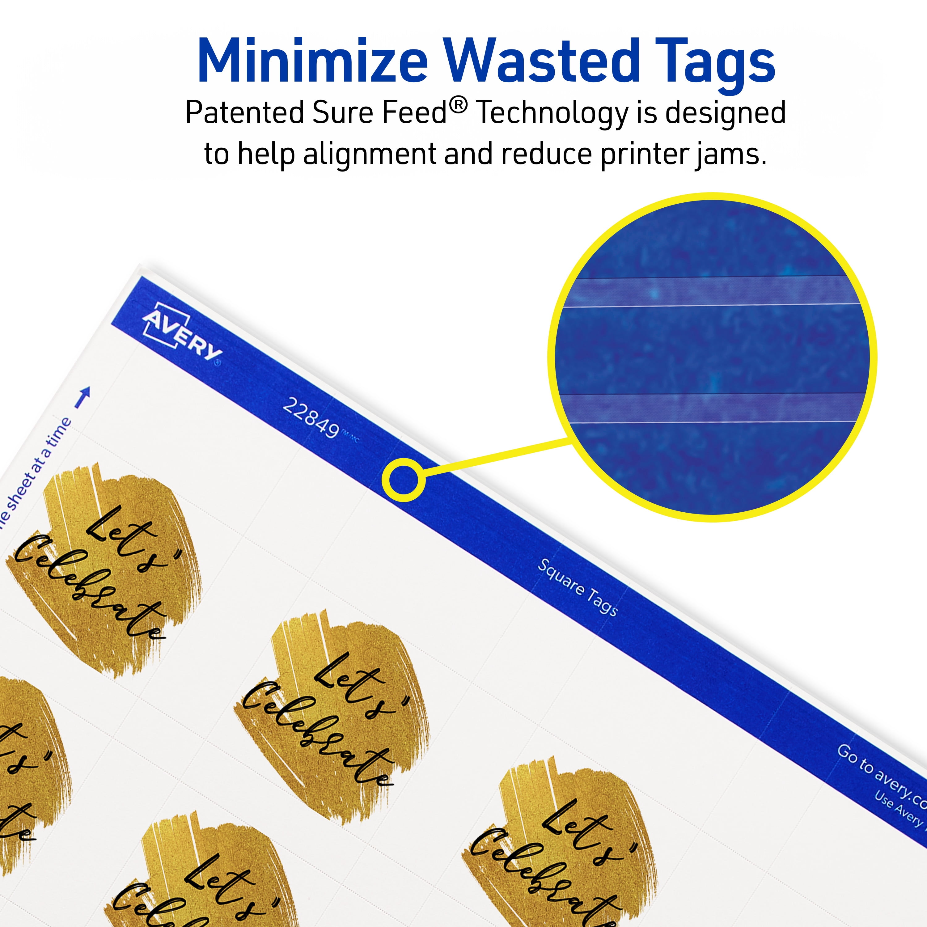 Avery Square Tags with String, 1.5" x 1.5", 200 White Tags (22849)