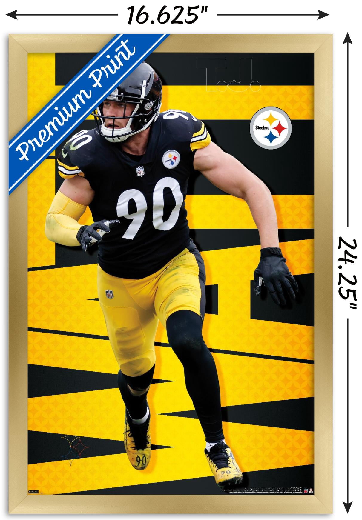 NFL Pittsburgh Steelers - T.J. Watt 21 Wall Poster, 14.725" x 22.375" Framed