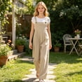 thumbnail image 2 of WhouRiu Girls Casual Overalls Solid Color Loose Fit Pants Kids Autumn Everyday Trousers, 2 of 5