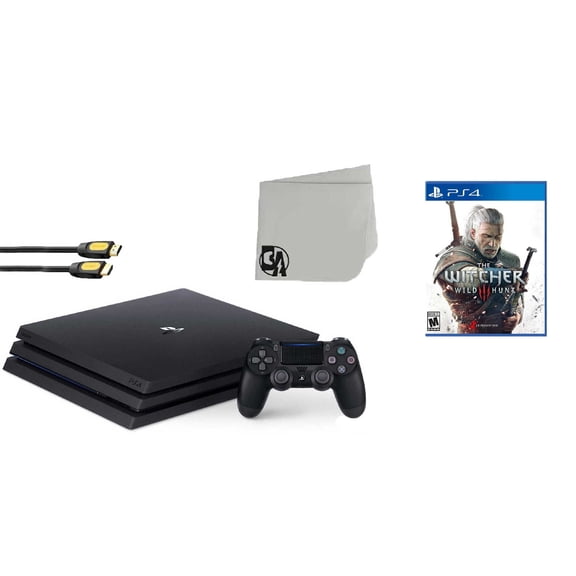 Pre-Owned Sony PlayStation 4 PRO 1TB Gaming Console Black with The Witcher 3 Wild Hunt BOLT AXTION Bundle