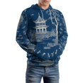 thumbnail image 5 of Chinoiserie Pagoda Dark Blue 3d Sweatshirts Hoodie Fashion Casual Personality Men's Women Street Hoodie Pullovers Long Sleeve Comfortable Top, 5 of 6