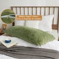thumbnail image 3 of XeGe Shaggy Faux Fur Body Pillow Cover, Fluffy Long 20x54 Bed Pillow Case with Zipper Closure, Soft Decorative Plush Furry Fuzzy Body Pillowcase, 20" x 54", Sage Green, 3 of 8