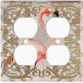 thumbnail image 3 of Metal Light Switch Plate Outlet Cover Elegant Flamingo Frame Beige Damask FGO013, 3 of 13