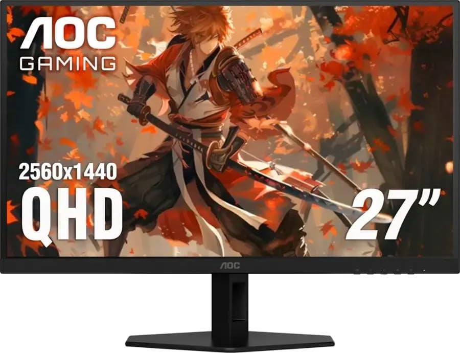 Restored AOC 27" Q27G40XMN Gaming Monitor, QHD 2560x1440, Mini-LED Display, 180Hz, HDR1000, 0.5ms Response Time, Adaptive Sync- Black (Refurbished)